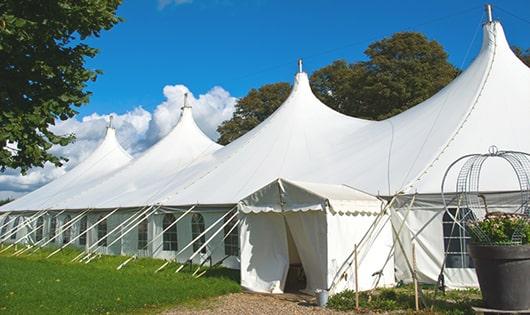 high-quality portable toilets stationed at a wedding, meeting the needs of guests throughout the outdoor reception in Placentia, CA